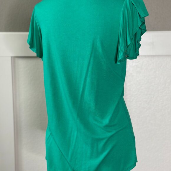 Teal top with ruffled sleeves - Picture 2 of 4